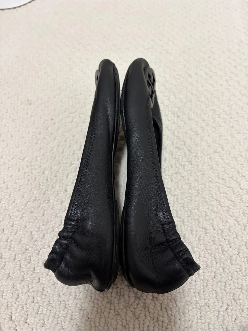 Tory Burch Minnie black leather travel ballet flats 8.5
